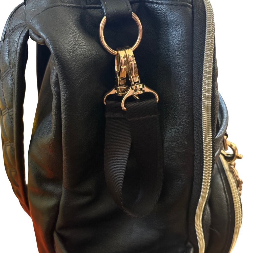 Itzy Ritzy Boss Diaper Bag Backpack Black Quilted Vegan Leather - Picture 9 of 13